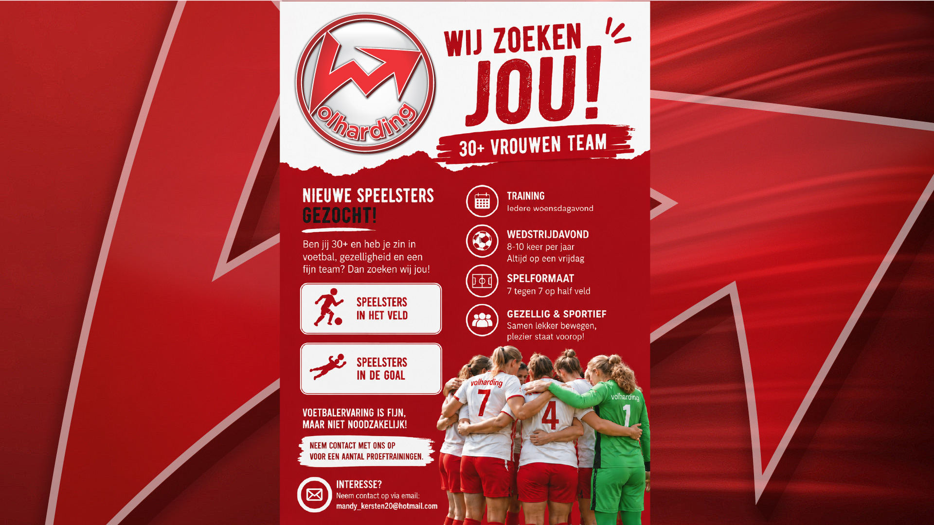 Vrouwenteam 30 plus zoekt nieuwe speelsters