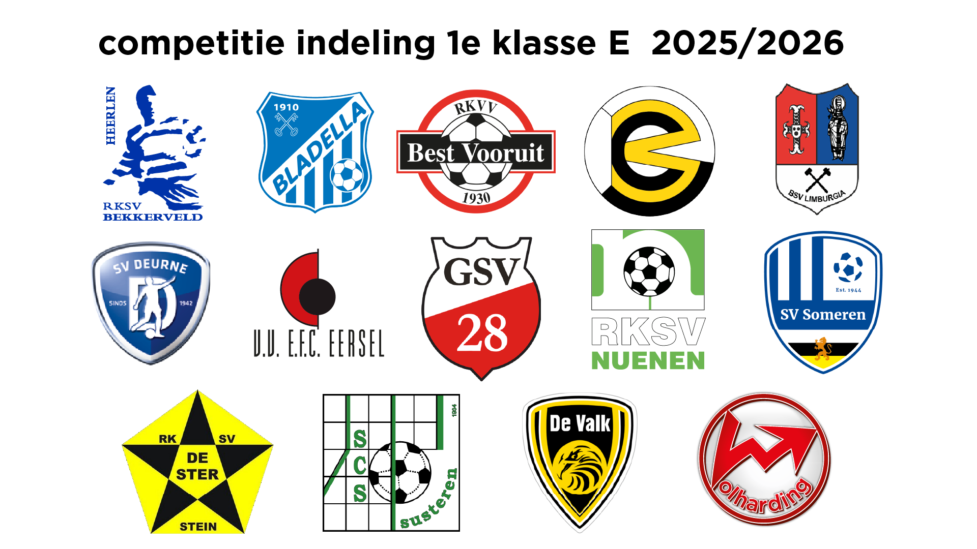 Competitie indeling seizoen 2025/2026